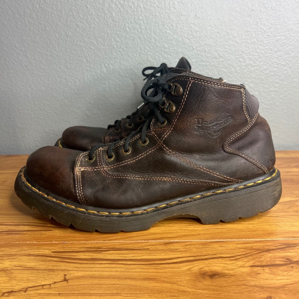 Dr. Martens Ankle Boots Mens 14 Brown 8A07 Leather Lace Up Y2K Grunge Rugged